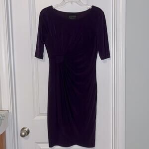 Connected Apparel Faux Wrap Purple Dress